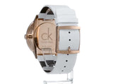 Calvin Klein Accent Silver Dial White Leather Strap Watch for Women - K2Y216K6 Authentic Buy Shop Now