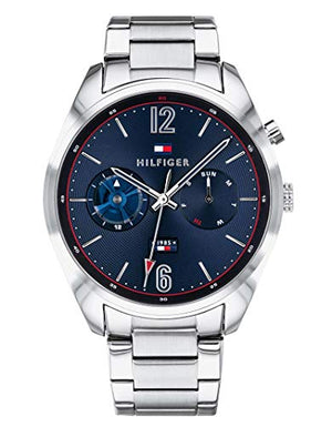 Tommy Hilfiger Deacan Blue Dial Silver Steel Strap Watch for Men - 1791551 Authentic Buy Shop Now
