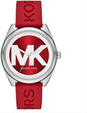 Michael Kors Janelle Three Hand Red Dial Red Rubber Strap Watch For Women - MK7144 Authentic Buy Shop Now