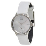 Calvin Klein Accent Silver Dial White Leather Strap Watch for Women - K2Y231K6 Authentic Buy Shop Now