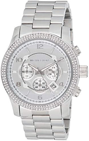 Michael Kors Runway Chronograph Quartz Silver Dial Silver Steel Strap Watch For Women - MK5574 Authentic Buy Shop Now