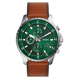 Fossil Dillinger Luggage Chronograph Green Dial Brown Leather Strap Watch for Men - FS5734 Authentic Buy Shop Now