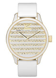 Marc Jacobs Lidia Stripe White Dial White Leather Strap Watch for Women - MBM1164 Authentic Buy Shop Now