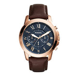 Fossil Grant Chronograph Blue Dial Brown Leather Strap Watch for Men - FS5068 Authentic Buy Shop Now