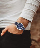 Emporio Armani Luigi Chronograph Blue Dial Blue Leather Strap Watch For Men - AR11451 Authentic Buy Shop Now
