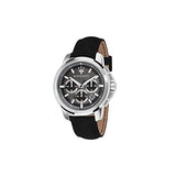 Maserati Successo 44mm Grey Dial Black Leather Strap Watch For Men - R8871621006 Authentic Buy Shop Now