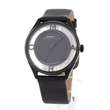 Marc Jacobs Tether Transparent Black Dial Black Leather Strap Watch for Women - MBM1379 Authentic Buy Shop Now