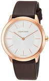 Calvin Klein Minimal White Dial Brown Leather Strap Watch for Women - K3M226G6 Authentic Buy Shop Now