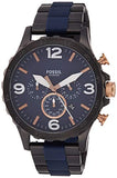 Fossil Nate Chronograph Blue Dial Two Tone Steel Strap Watch for Men - JR1494 Authentic Buy Shop Now