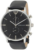 Emporio Armani Gianni Chronograph Black Dial Black Leather Strap Watch For Men - AR0397 Authentic Buy Shop Now