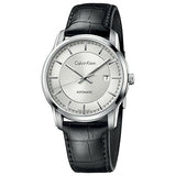 Calvin Klein Infinity Silver Dial Black Leather Strap Watch for Men - K5S341C6 Authentic Buy Shop Now