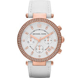 Michael Kors Parker White Diamonds Dial White Leather Strap Watch for Women - MK2281 Authentic Buy Shop Now