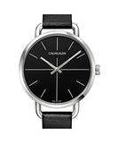 Calvin Klein Even Black Dial Black Leather Strap Watch for Women - K7B231CZ Authentic Buy Shop Now