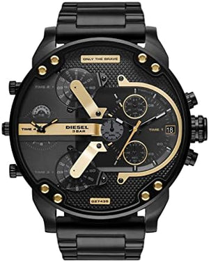 Diesel Mr. Daddy 2.0 Chronograph Black Dial Black Steel Strap Watch For Men - DZ7435 Authentic Buy Shop Now