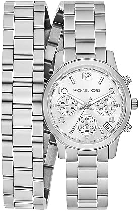 Michael Kors Runway Chronograph Analog Silver Dial Silver Steel Strap Watch for Women - MK7454 Authentic Buy Shop Now