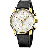 Calvin Klein City Chronograph Silver Dial Black Leather Strap Watch for Men - K2G275C6 Authentic Buy Shop Now