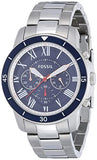 Fossil Grant Sport Chronograph Blue Dial Silver Steel Strap Watch for Men - FS5238 Authentic Buy Shop Now