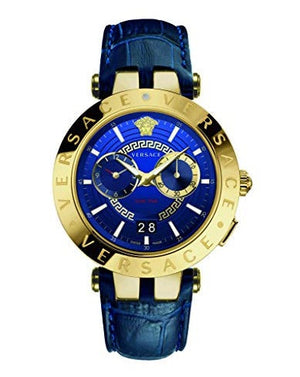 Versace V-Race Multifunction Quartz Blue Dial Blue Leather Strap Watch For Men - VEBV00219 Authentic Buy Shop Now