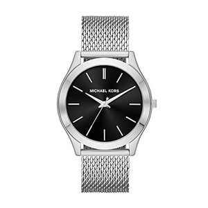 Michael Kors Slim Runway Analog Black Dial Silver Mesh Bracelet Watch For Men - MK8606 Authentic Buy Shop Now