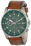 Fossil Dillinger Luggage Chronograph Green Dial Brown Leather Strap Watch for Men - FS5734 Authentic Buy Shop Now
