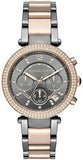 Michael Kors Parker Chronograph Grey Dial Two Tone Steel Strap Watch For Women - MK6440 Authentic Buy Shop Now