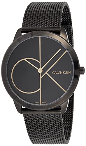 Calvin Klein Minimal Black Dial Black Mesh Bracelet Watch for Men - K3M214X1 Authentic Buy Shop Now