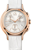 Calvin Klein Skirt Chronograph White Dial White Leather Strap Watch for Women - K2U296L6 Authentic Buy Shop Now