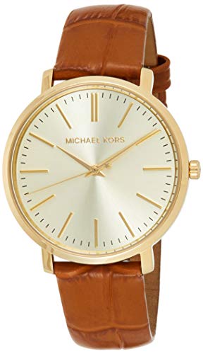 Michael Kors Jaryn Quartz Gold Dial Brown Leather Strap Watch For Women - MK2496 Authentic Buy Shop Now