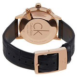 Calvin Klein Post Minimal Chronograph Rose Gold Dial Black Leather Strap Watch for Men - K7627201 Authentic Buy Shop Now