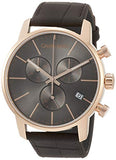 Calvin Klein City Chronograph Grey Dial Brown Leather Strap Watch for Men - K2G276G3 Authentic Buy Shop Now