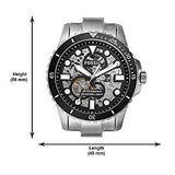 Fossil FB-01 Automatic Skeleton Black Dial Silver Steel Strap Watch for Men - ME3190 Authentic Buy Shop Now