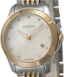 Gucci G Timeless Diamonds Mother of Pearl Dial Two Tone Mesh Bracelet Watch for Women - YA126513 Authentic Buy Shop Now
