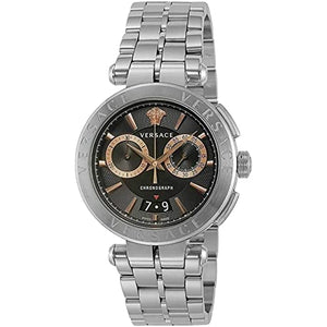 Versace Aion Chronograph Black Dial Silver Steel Strap Watch For Men - VE1D01019 Authentic Buy Shop Now