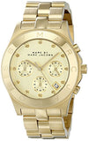 Marc Jacobs Blade Chronograph Gold Dial Gold Steel Strap Watch for Women - MBM3101 Authentic Buy Shop Now