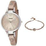 Fossil Georgia Bone Grey Dial Beige Leather Strap Watch for Women - ES2830 Authentic Buy Shop Now