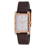 Calvin Klein Window White Dial Brown Leather Strap Watch for Women - K2M23620 Authentic Buy Shop Now