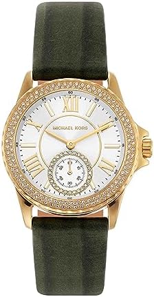 Michael Kors Mini Everest Crystals White Dial Green Leather Strap Watch for Women - MK4720 Authentic Buy Shop Now