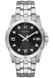 Bulova Diamond Accent Black Dial Silver Steel Strap Watch for Men - 96K106 Authentic Buy Shop Now