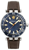 Versace Greca Sport Analog Blue Dial Brown Leather Strap Watch For Men - VEZ300121 Authentic Buy Shop Now