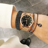 Michael Kors Noire Black Dial Rose Gold Steel Strap Watch for Women - MK3585 Authentic Buy Shop Now