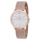 Calvin Klein Minimal White Dial Rose Gold Mesh Bracelet Watch for Men - K3M21626 Authentic Buy Shop Now
