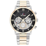 Tommy Hilfiger Legend Chronograph Black Dial Two Tone Steel Strap Watch For Men - 1710570 Authentic Buy Shop Now