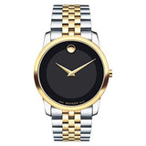 Movado Museum Classic Black Dial Two Tone Steel Strap Watch For Men - 606899 Authentic Buy Shop Now