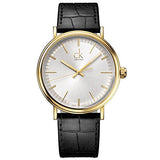 Calvin Klein Surround Silver Dial Black Leather Strap Watch for Men - K3W215C6 Authentic Buy Shop Now