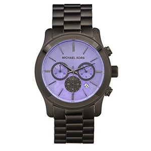 Michael Kors Runway Chronograph Purple Dial Black Steel Strap Watch For Women - MK5954 Authentic Buy Shop Now