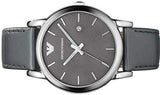 Emporio Armani Classic Quartz Grey Dial Grey Leather Strap Watch For Men - AR1730 Authentic Buy Shop Now