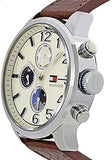 Tommy Hilfiger Jackson Multi-Function Silver Dial Brown Leather Strap Watch for Men - 1791239 Authentic Buy Shop Now