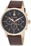 Tommy Hilfiger Multi Function Chronograph Black Dial Brown Leather Strap Watch for Men - 1791631 Authentic Buy Shop Now