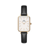 Daniel Wellington Quadro White Dial Black Leather Strap Watch For Women - DW00100450 Authentic Buy Shop Now