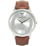 Emporio Armani Renato Silver Dial Brown Leather Strap Watch For Men - AR2463 Authentic Buy Shop Now